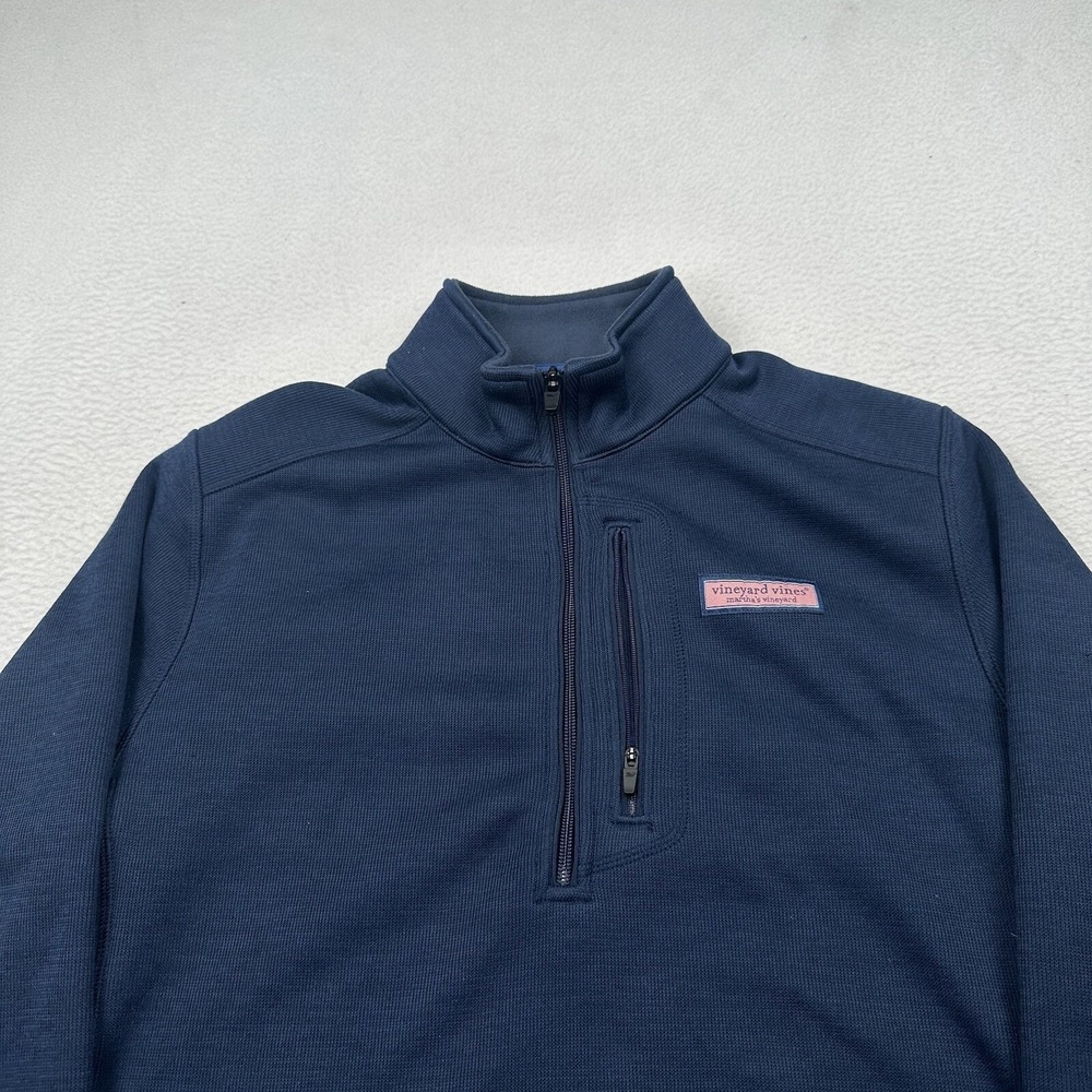 Vineyard Vine Shep & Ian Men's 1/4 Zip Pullover Sweatshirt Size Medium Blue - Picture 4 of 10